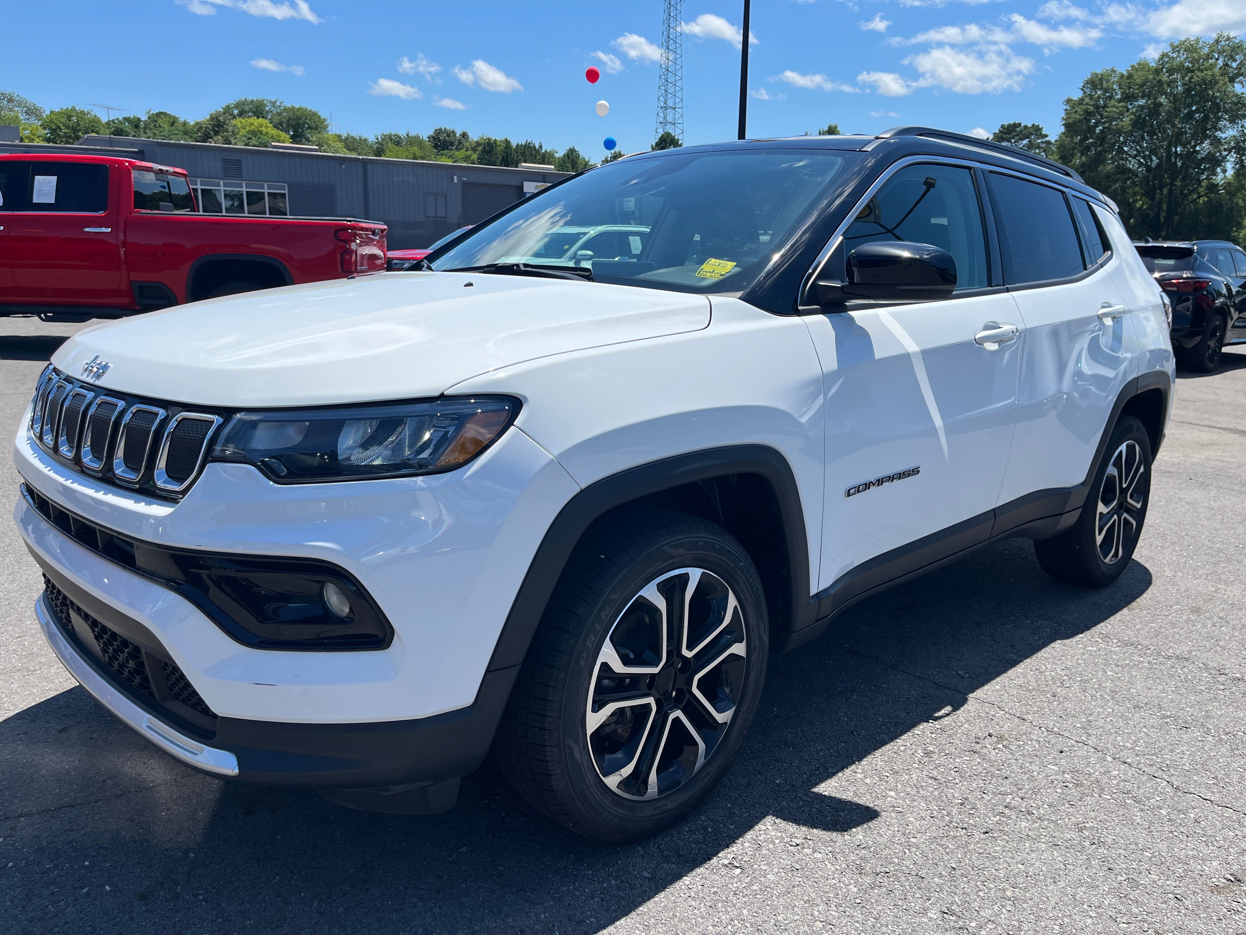 2022 Jeep Compass Limited in White — front three-quarter view
