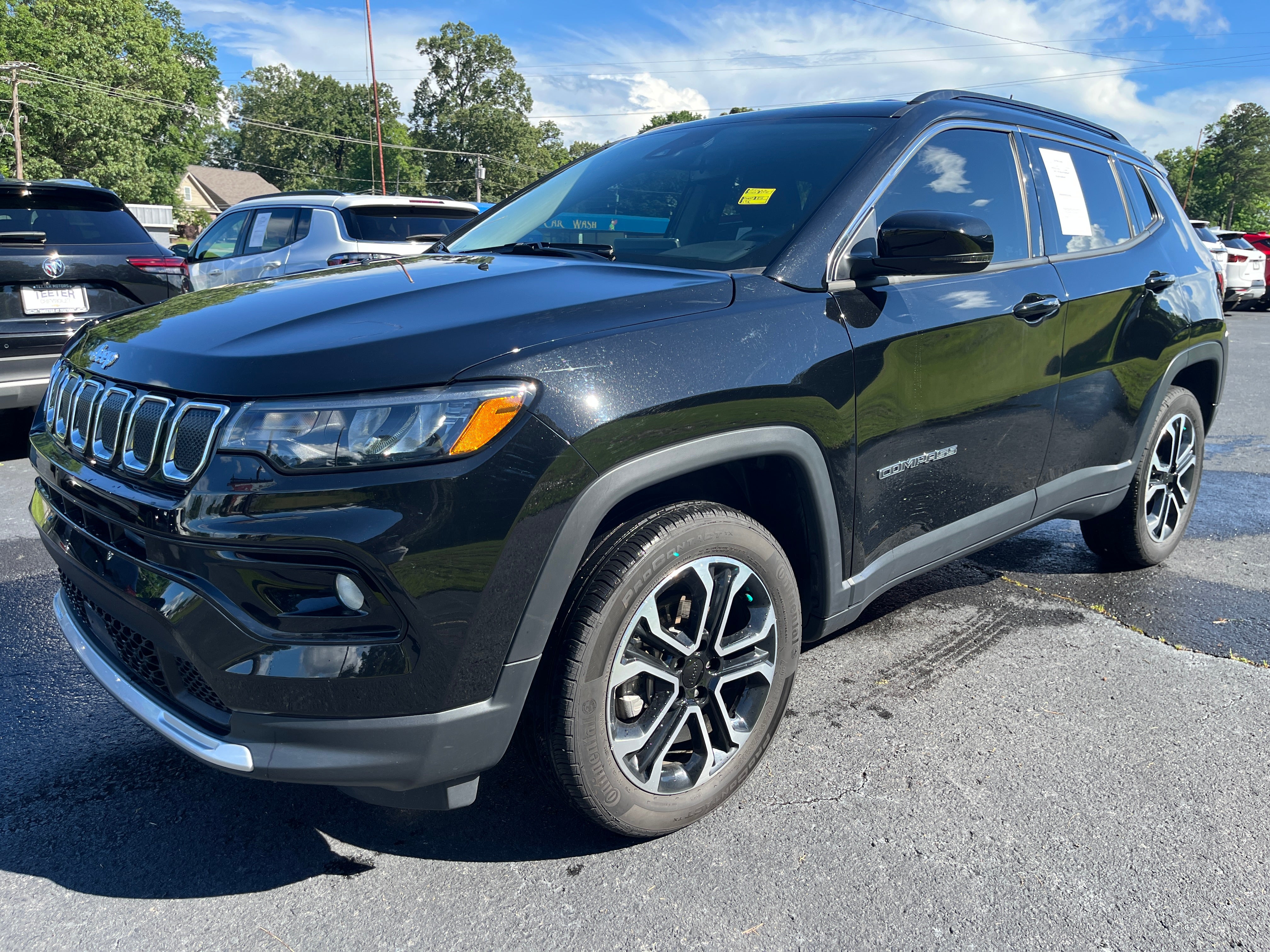 2022 Jeep Compass Limited in Black — front three-quarter view