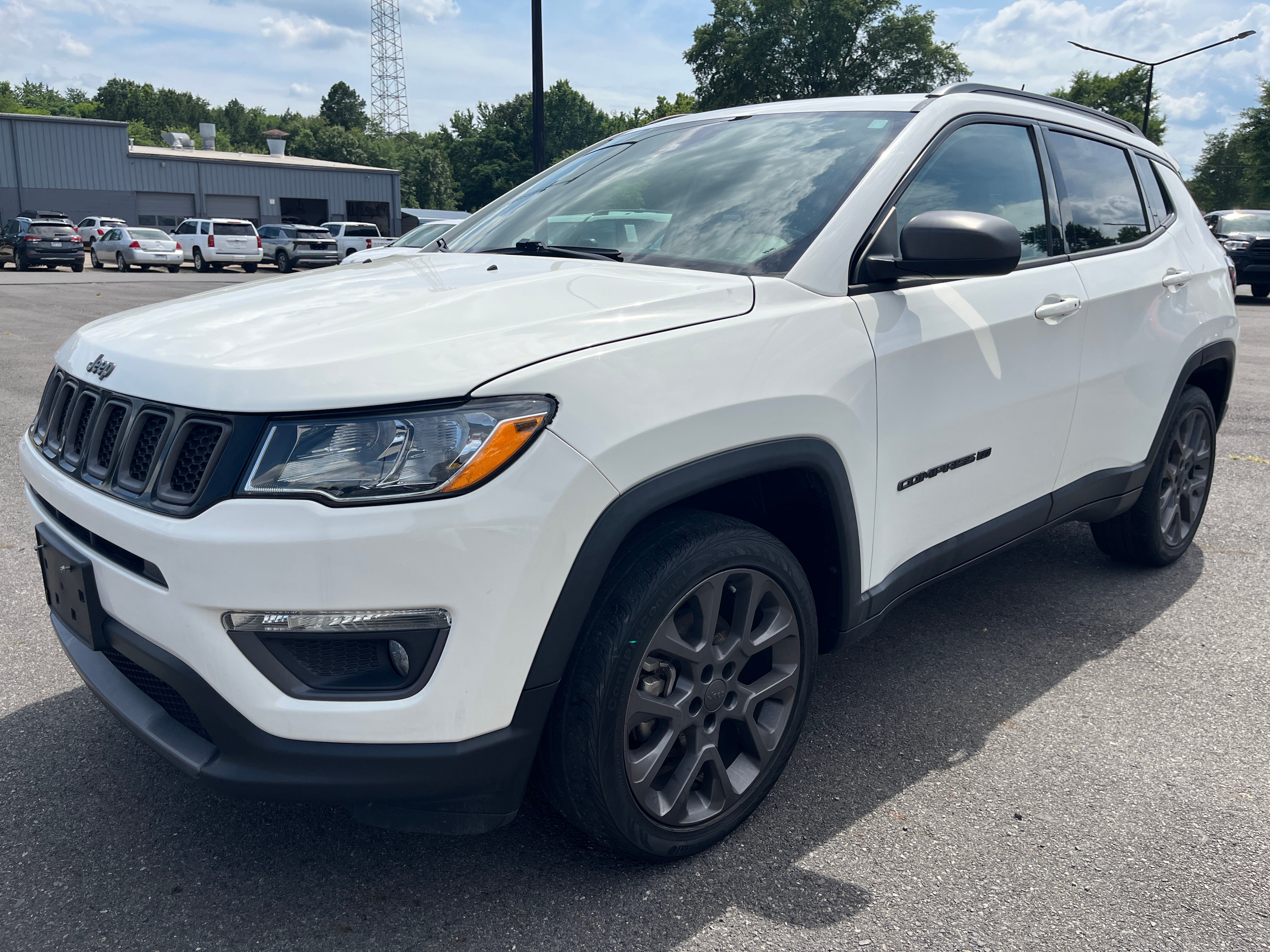 2021 Jeep Compass 80th Anniversary in White — front three-quarter view