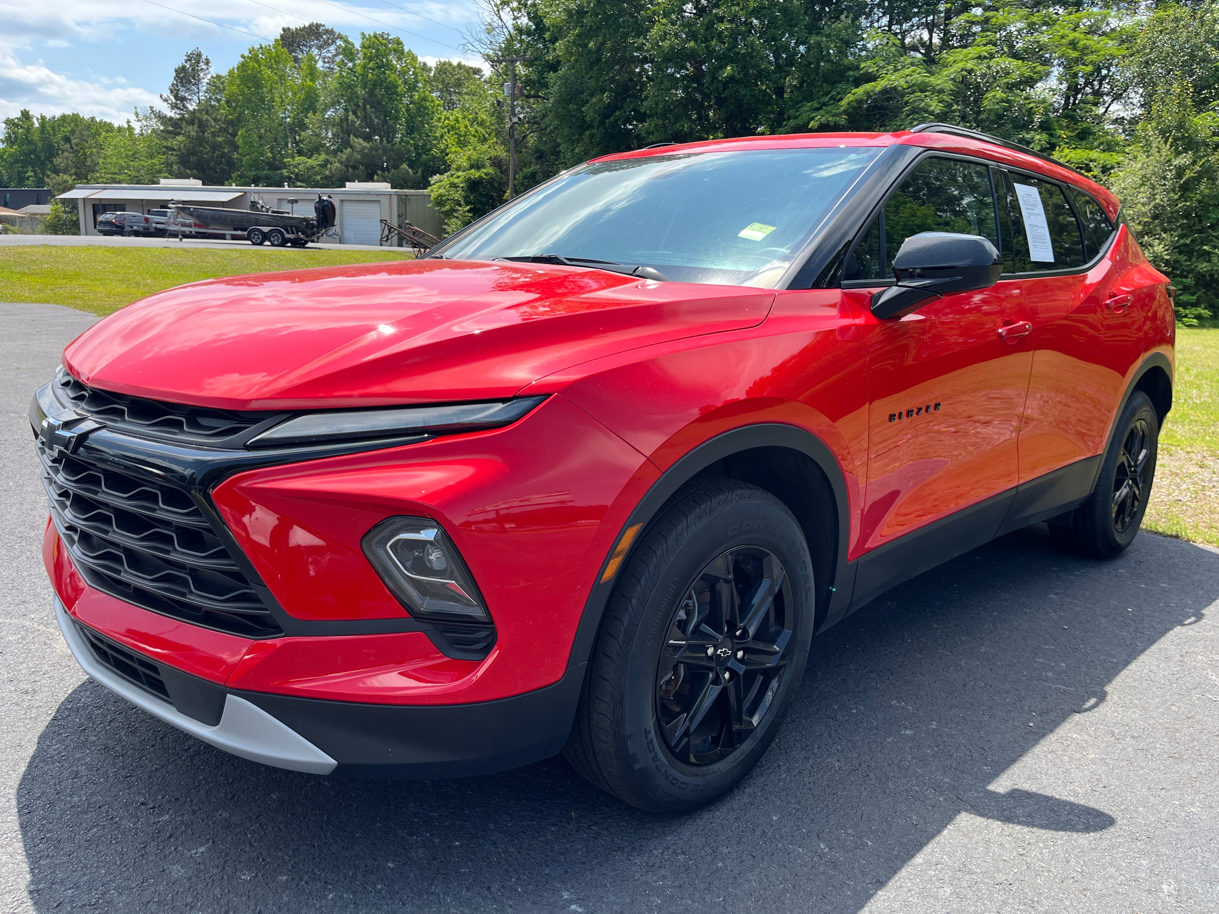 2024 Chevrolet Blazer 2LT in Red Hot — front three-quarter view