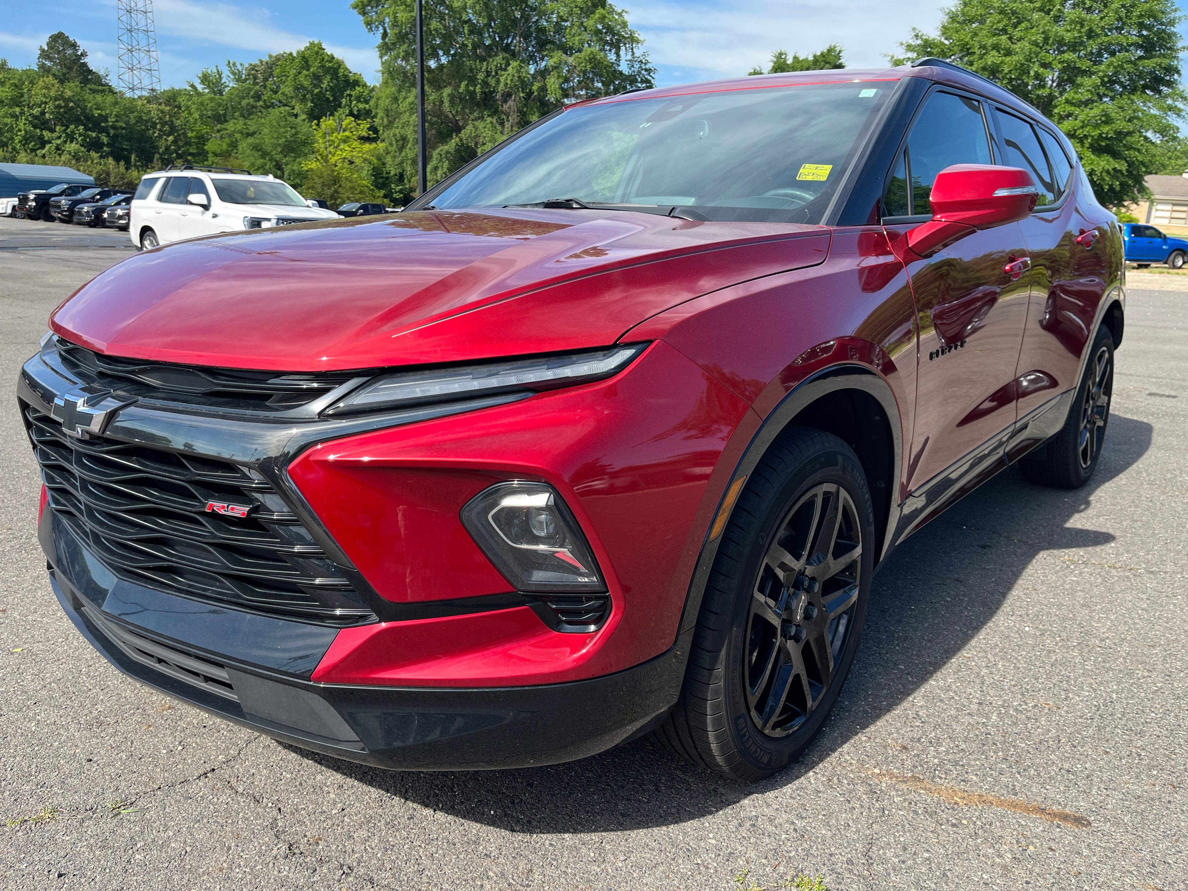 2024 Chevrolet Blazer RS in Radiant Red Tintcoat — front three-quarter view
