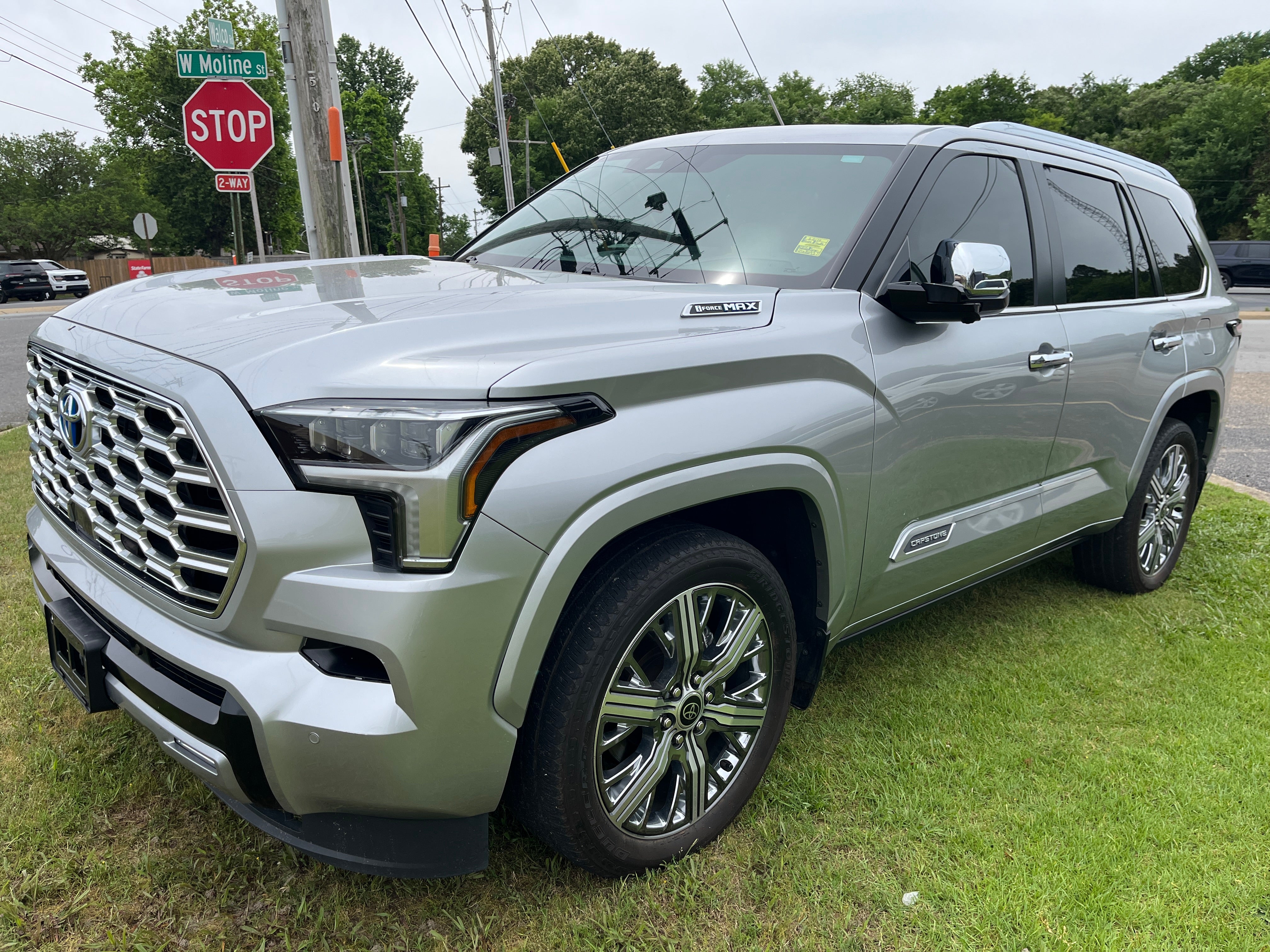 2024 Toyota Sequoia SR5 in Silver — front three-quarter view